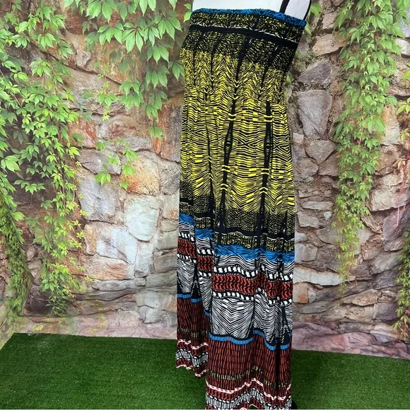 XHILARATION Print Shirred Strapless Dress, S - Picture 4 of 11